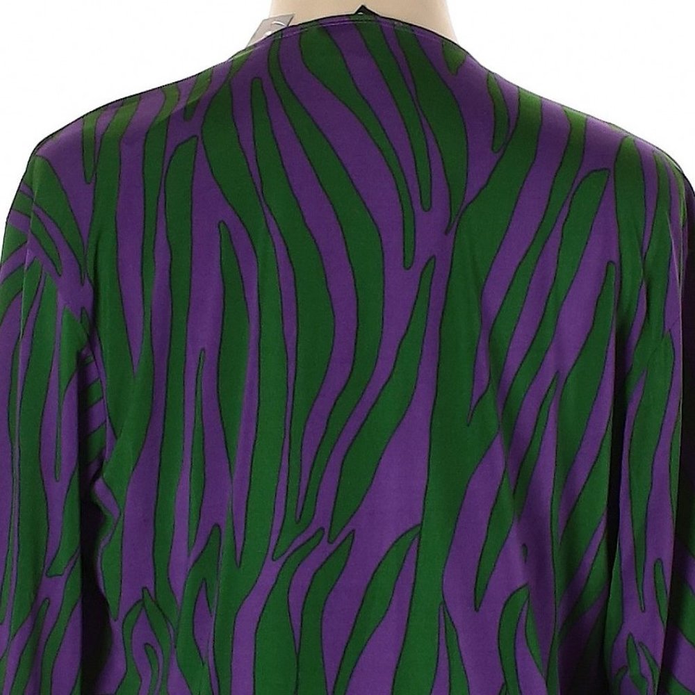 NWT CSC Studio Purple & Green Elbow-Length Slinky Over-Top Size XL Made in USA - Picture 3 of 4
